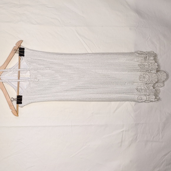 Kroshetta large halter white/silver metallic knit dress - Picture 2 of 4